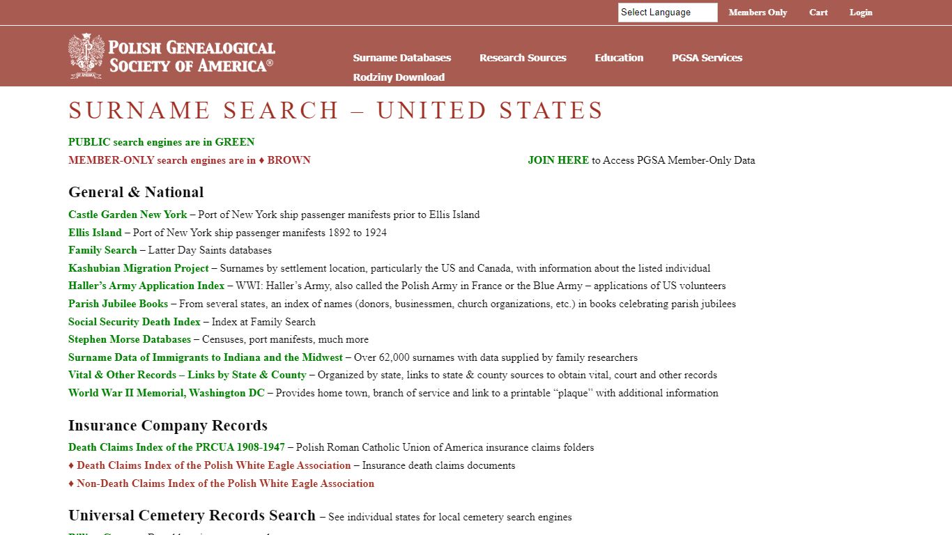 SURNAME SEARCH - UNITED STATES - Polish Genealogical Society of America